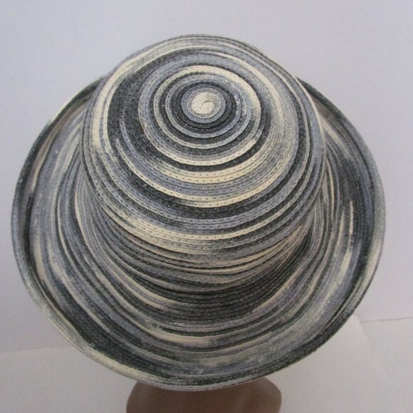 Packable Ombre Blue Gray Breton Hat Vaca Medium Brim Sun Protection - Picture 4 of 9